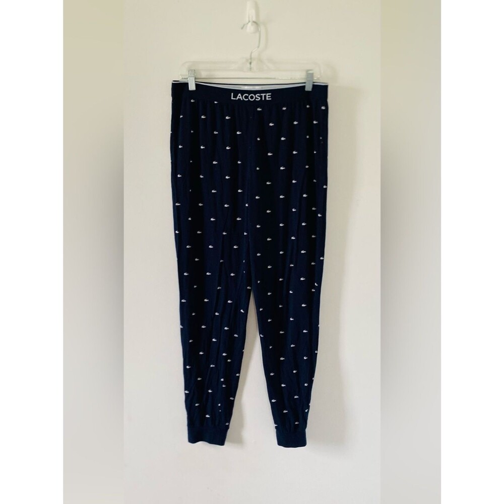 Lacoste Navy All-Over Croc Print Men’s Pajama Bottoms, Size L, Quiet Luxury